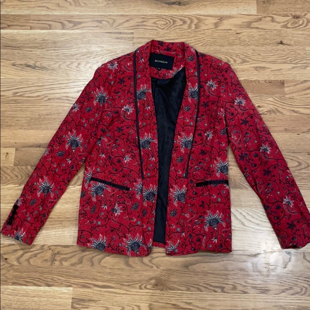 Bernice for Anthropologie Red Floral Blazer